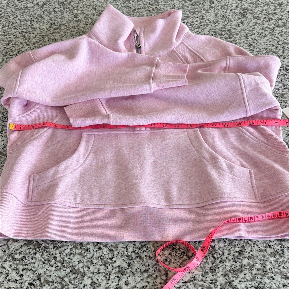 Lululemon Athletica Scuba Oversized Funnel Neck Half-Zip Heathered Pink M/L - Picture 10 of 11